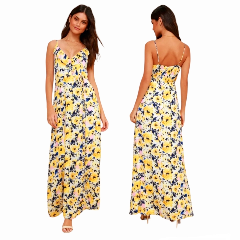 Lulu's Berryessa Floral Maxi Dress Sz XS